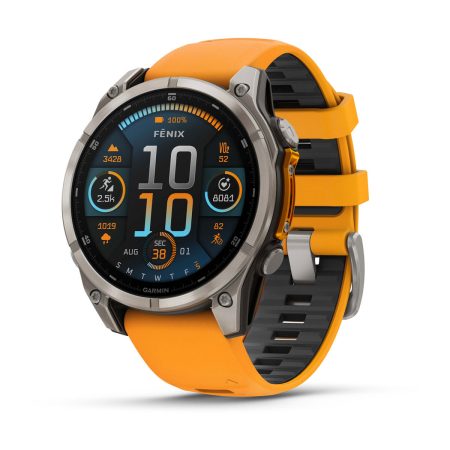 Sapphire, Titanium with Spark Orange / Graphite Silicone Band