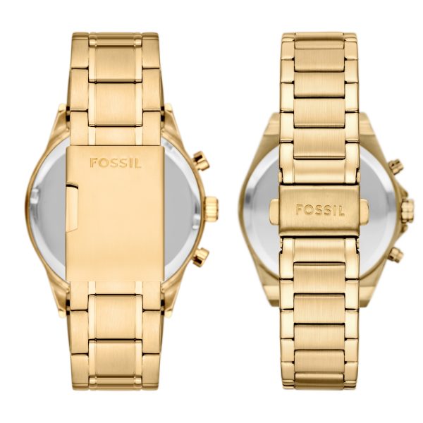Fossil His and Her Chronograph Stainless Steel Watch Gift Set - Preorder