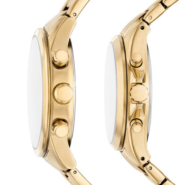 Fossil His and Her Chronograph Stainless Steel Watch Gift Set - Preorder