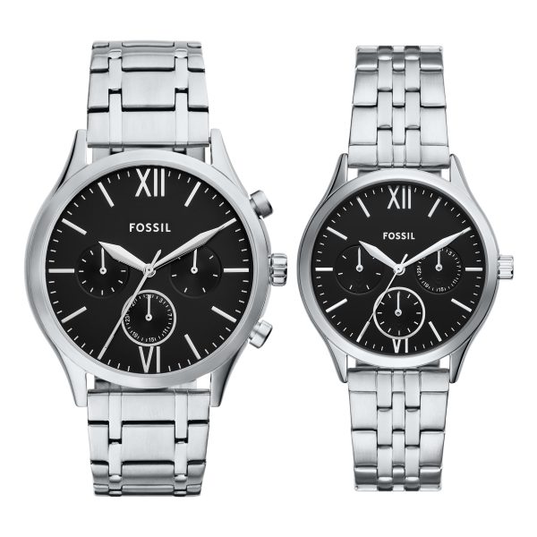 Fossil Fenmore 44mm Multifunction Stainless Steel Watch Set - Preorder