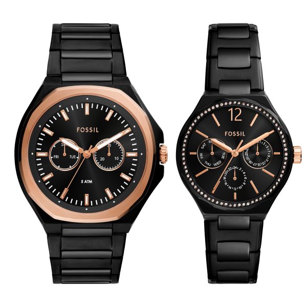 Fossil His and Her Multifunction Stainless Steel Watch Set - Preorder