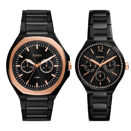 Fossil His and Her Multifunction Stainless Steel Watch Set - Preorder