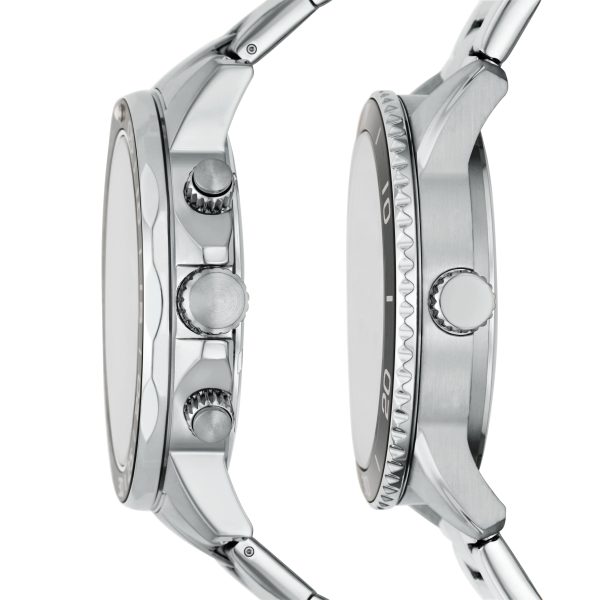 Fossil His and Hers Multifunction Stainless Steel Watch Set - Preorder
