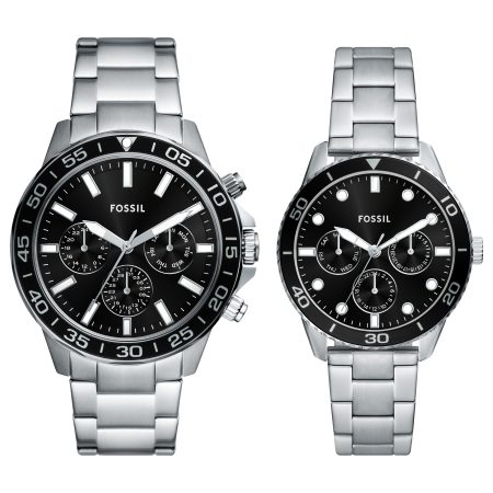 Fossil His and Hers Multifunction Stainless Steel Watch Set - Preorder