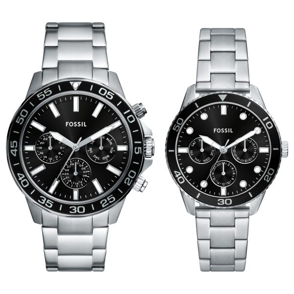 Fossil His and Hers Multifunction Stainless Steel Watch Set - Preorder