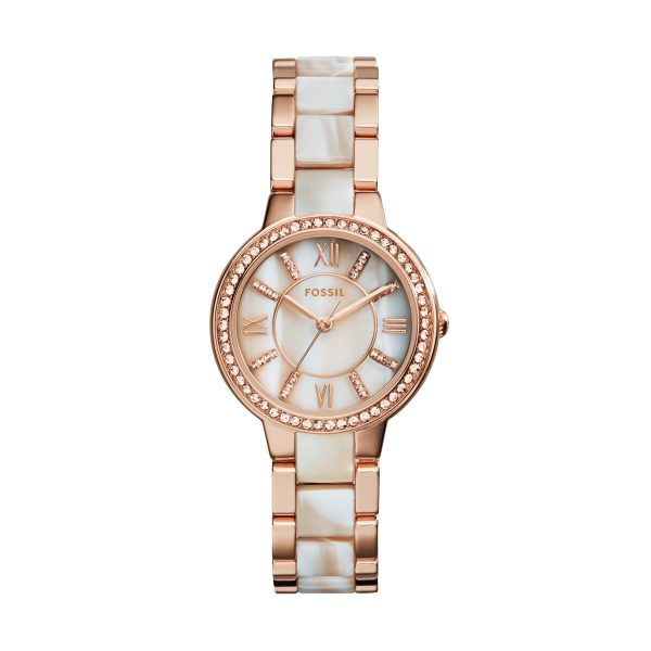 Fossil Virginia 30mm Three-Hand and Acetate Stainless Steel Watch - Preorder