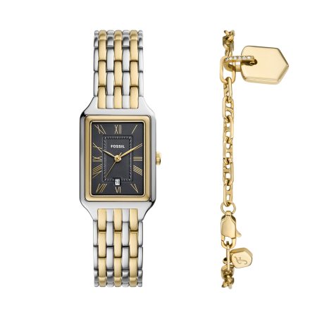 Fossil Raquel 23mm Three-Hand Date Stainless Steel Watch and Bracelet Set - Preorder