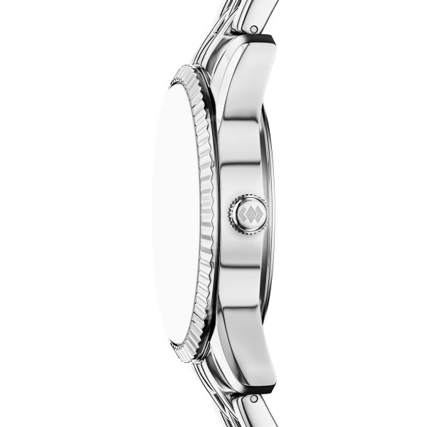 Fossil Scarlette 34mm Three-Hand Day-Date Stainless Steel Watch - Preorder