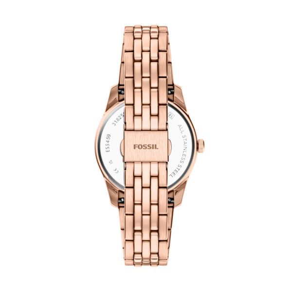 Fossil Scarlette 34mm Three-Hand Day-Date Stainless Steel Watch - Preorder