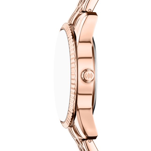 Fossil Scarlette 34mm Three-Hand Day-Date Stainless Steel Watch - Preorder