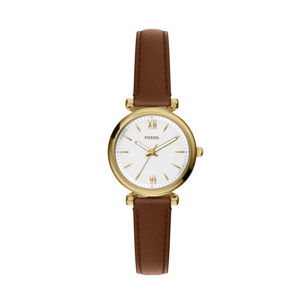 Fossil Carlie Mini 28mm Three-Hand Leather Watch - Preorder