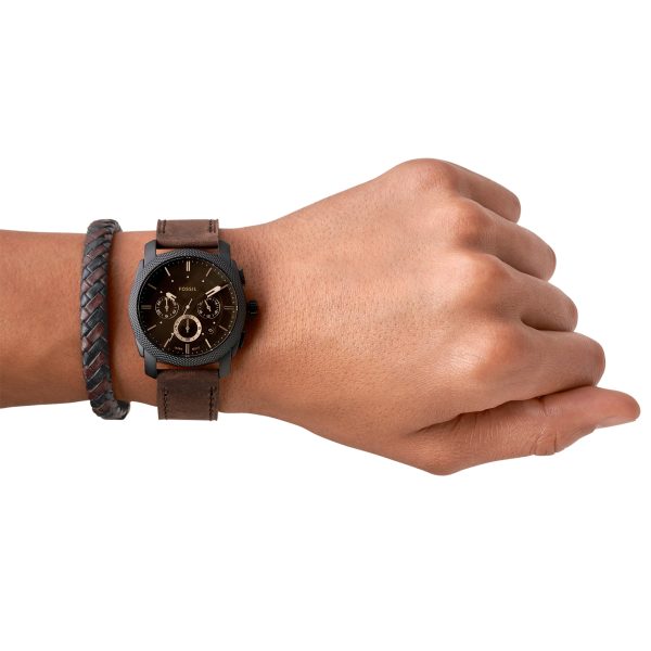 Fossil Machine 42mm Chronograph Leather Watch and Bracelet Box Set - Preorder
