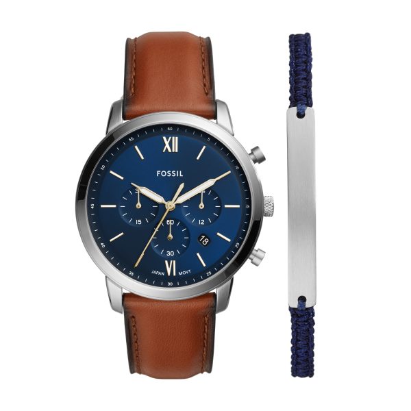 Fossil Neutra 44mm Chronograph Leather Watch and Bracelet Set - Preorder