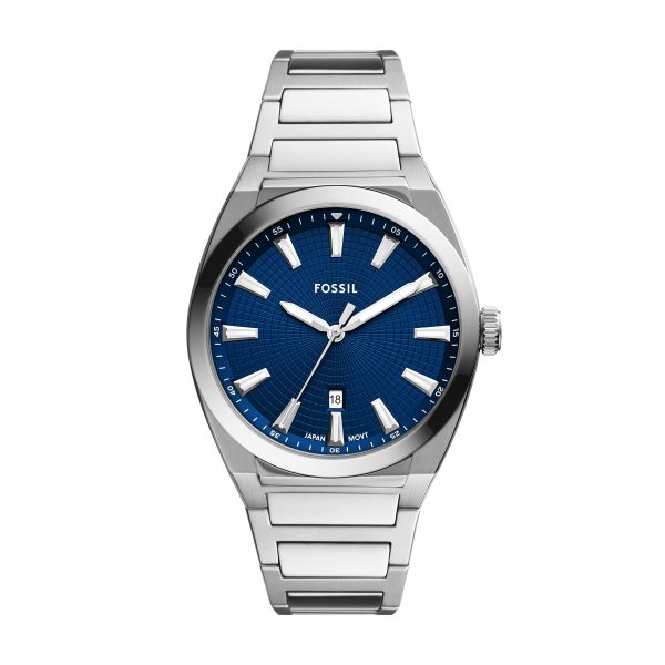 Fossil Everett 42mm Three-Hand Date Stainless Steel Watch - Preorder