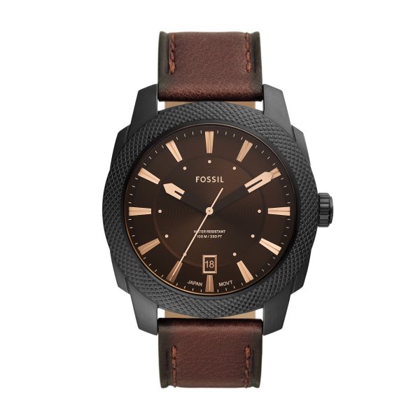 Fossil Machine 49mm Three-Hand Date LiteHide™ Leather Watch - Preorder