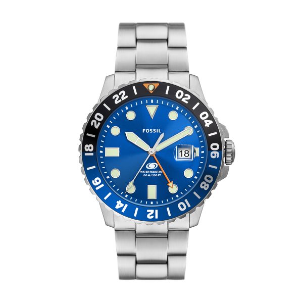 Fossil GMT 46mm Stainless Steel Watch - Preorder
