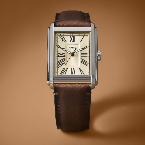 Fossil Carraway 30mm Three-Hand Leather Watch - Preorder