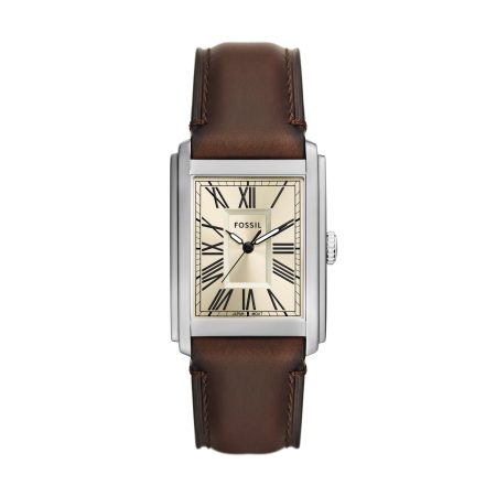 Fossil Carraway 30mm Three-Hand Leather Watch - Preorder