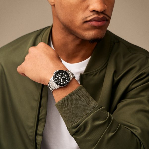 Fossil Dive 42mm Three-Hand Date Stainless Steel Watch - Preorder