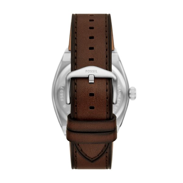 Fossil Everett 42mm Three-Hand Date Leather Watch - Preorder