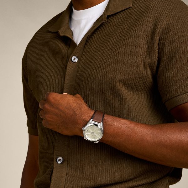 Fossil Everett 42mm Three-Hand Date Leather Watch - Preorder