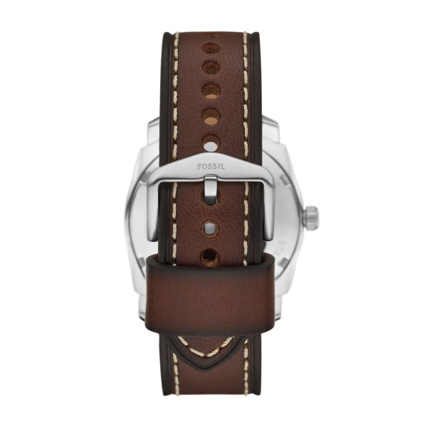 Fossil Machine 42mm Three-Hand Date Leather Watch and Bracelet Set - Preorder