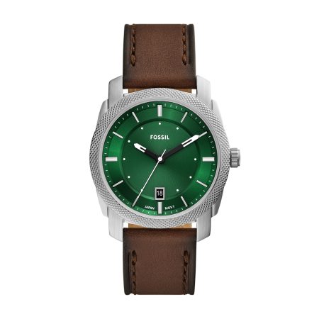 Fossil Machine 42mm Three-Hand Date Leather Watch - Preorder