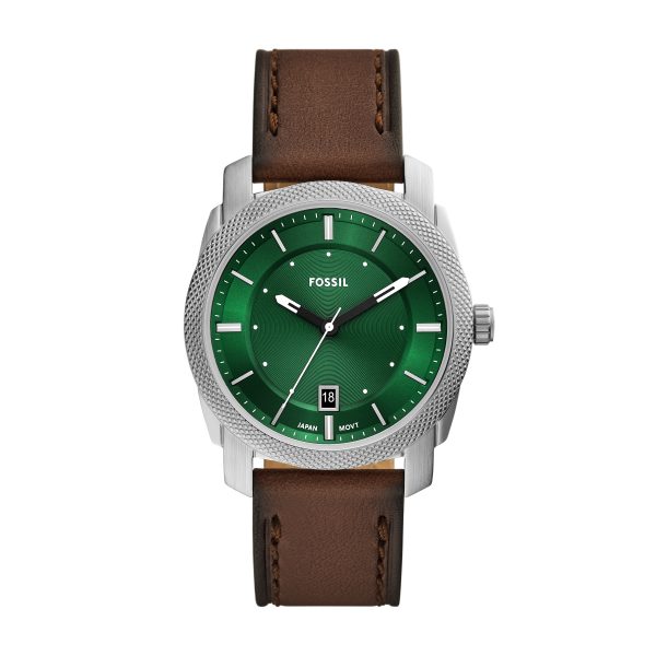 Fossil Machine 42mm Three-Hand Date Leather Watch - Preorder