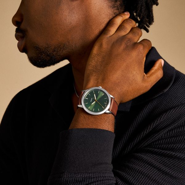 Fossil Minimalist 44mm Three-Hand Leather Watch - Preorder