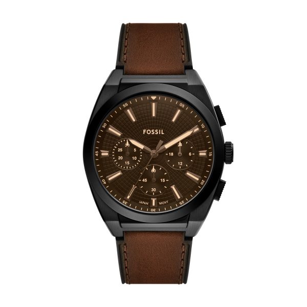 Fossil Everett 44mm Chronograph Leather Watch - Preorder