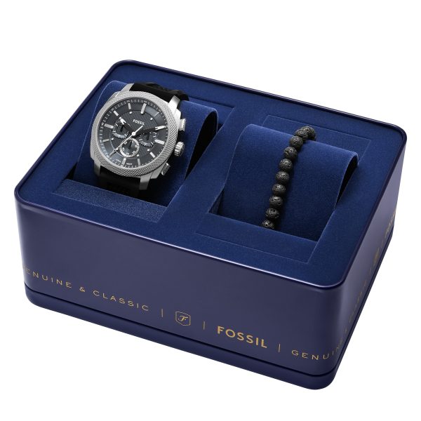 Fossil Machine 44mm Chronograph Silicone Watch and Bracelet Set - Preorder