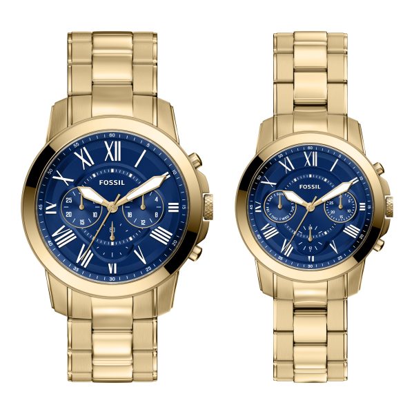 Fossil Grant 44mm Chronograph Stainless Steel Watch Set - Preorder