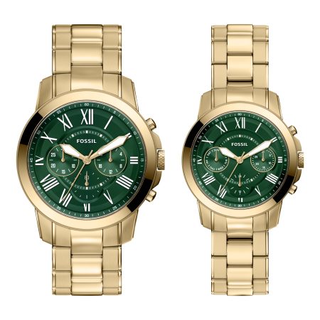 Fossil Grant 44mm Chronograph Stainless Steel Watch Set - Preorder