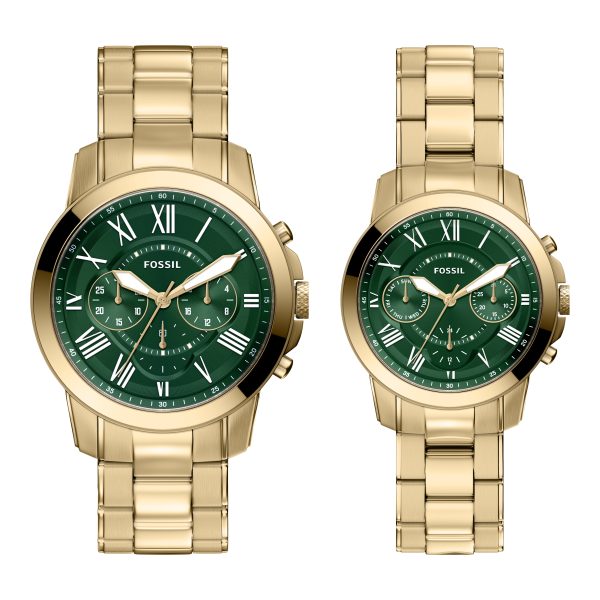 Fossil Grant 44mm Chronograph Stainless Steel Watch Set - Preorder