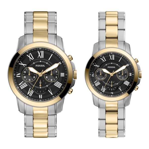 Fossil Grant 44mm Chronograph Stainless Steel Watch Set - Preorder