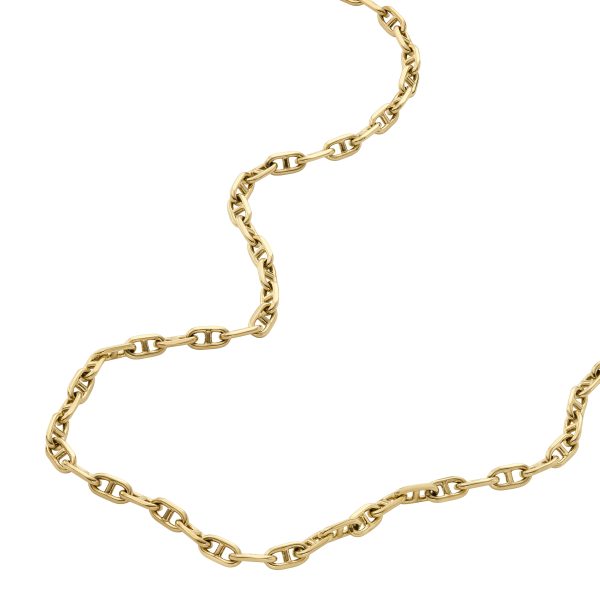 Fossil Heritage D-Link Gold-Tone Brass Anchor Chain Necklace - Preorder