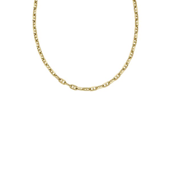 Fossil Heritage D-Link Gold-Tone Brass Anchor Chain Necklace - Preorder