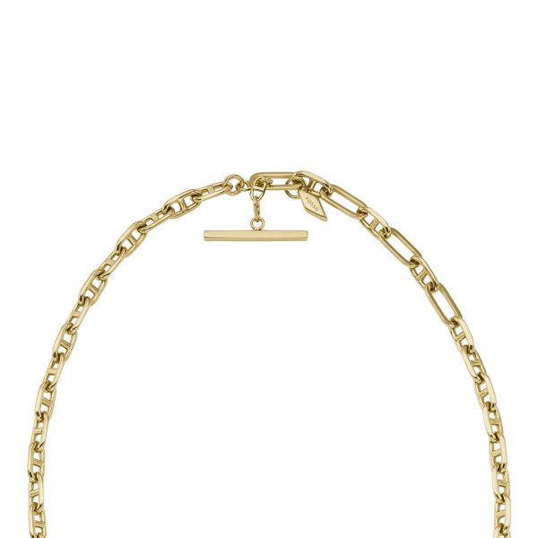 Fossil Heritage D-Link Gold-Tone Brass Anchor Chain Necklace - Preorder