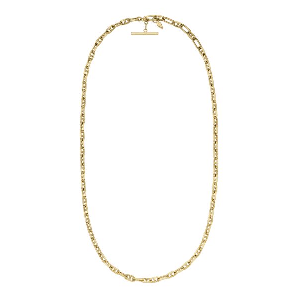 Fossil Heritage D-Link Gold-Tone Brass Anchor Chain Necklace - Preorder