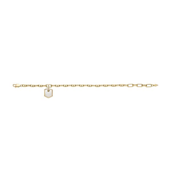 Fossil Heritage Crest Mother-of-Pearl Gold-Tone Brass Chain Bracelet - Preorder