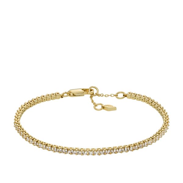 Fossil Ellis Pavé Glitz Gold-Tone Brass Tennis Chain Bracelet - Preorder