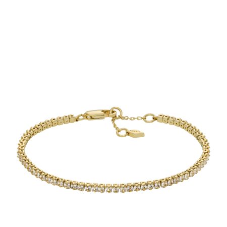 Fossil Ellis Pavé Glitz Gold-Tone Brass Tennis Chain Bracelet - Preorder