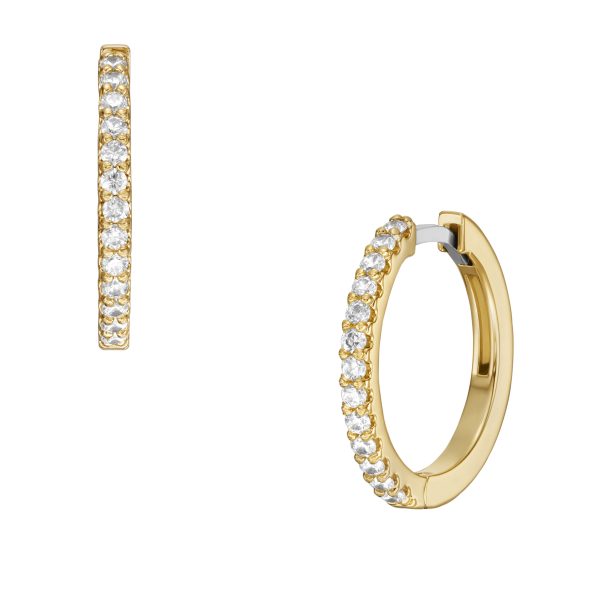 Fossil Ellis Pavé Glitz Gold-Tone Brass Hoop Earrings - Preorder