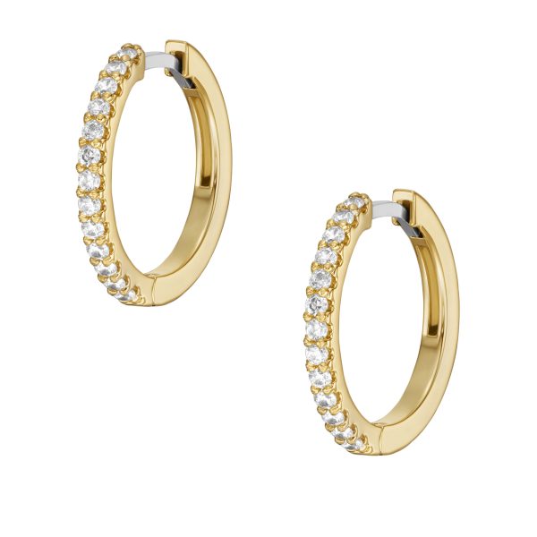 Fossil Ellis Pavé Glitz Gold-Tone Brass Hoop Earrings - Preorder