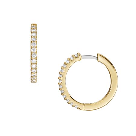 Fossil Ellis Pavé Glitz Gold-Tone Brass Hoop Earrings - Preorder