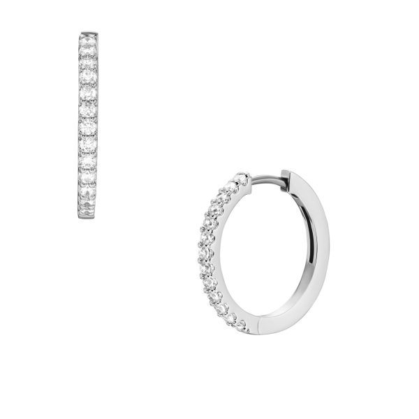 Fossil Ellis Pavé Glitz Silver-Tone Brass Hoop Earrings - Preorder
