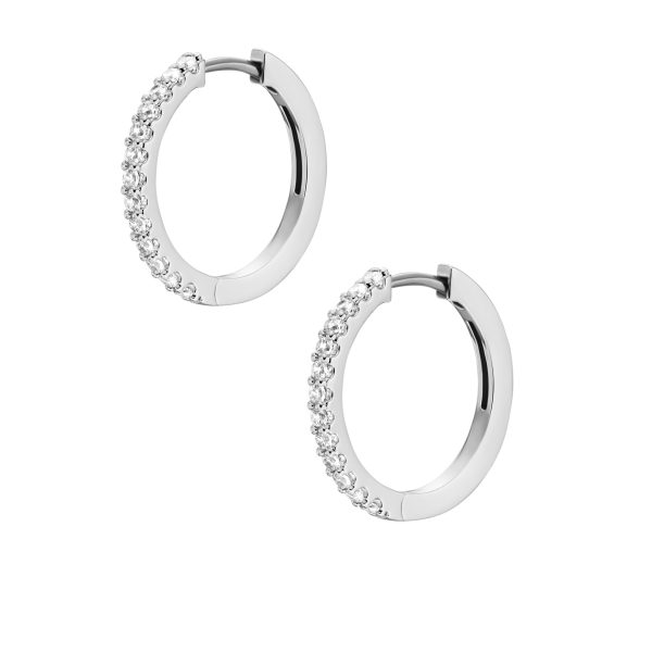 Fossil Ellis Pavé Glitz Silver-Tone Brass Hoop Earrings - Preorder