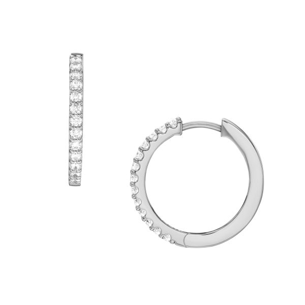 Fossil Ellis Pavé Glitz Silver-Tone Brass Hoop Earrings - Preorder
