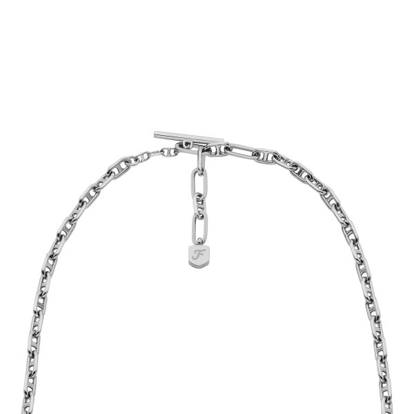 Fossil Heritage D-Link Silver-Tone Brass Chain Necklace - Preorder