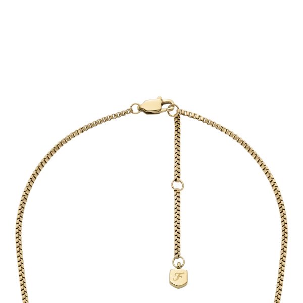 Fossil All Stacked Up Gold-Tone Stainless Steel Beaded Necklace - Preorder